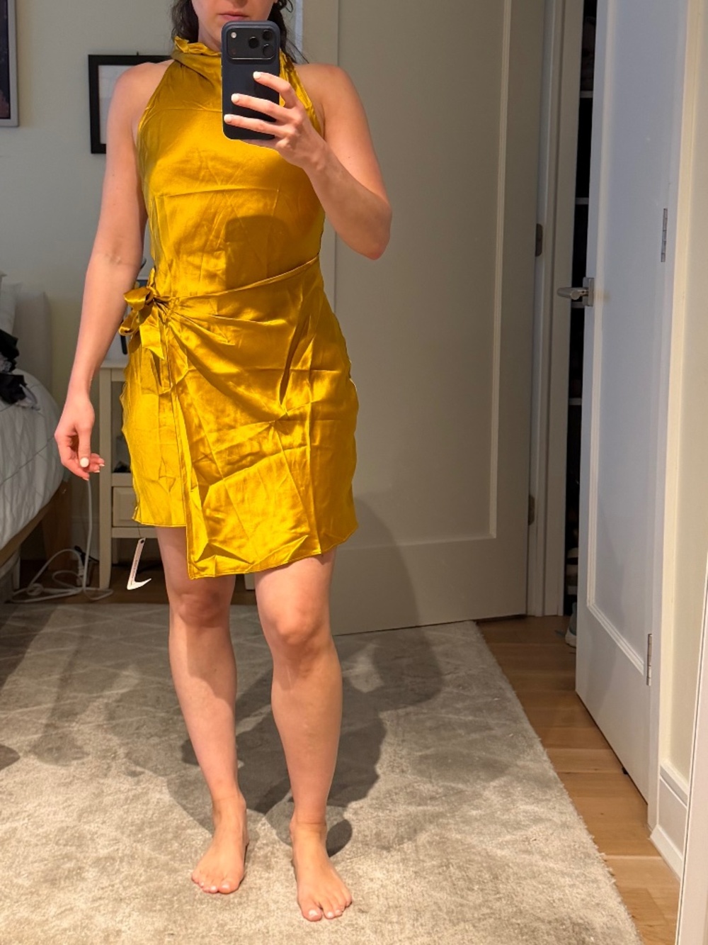Reformation Stelliana Silk Dress Yellow - Size XS
